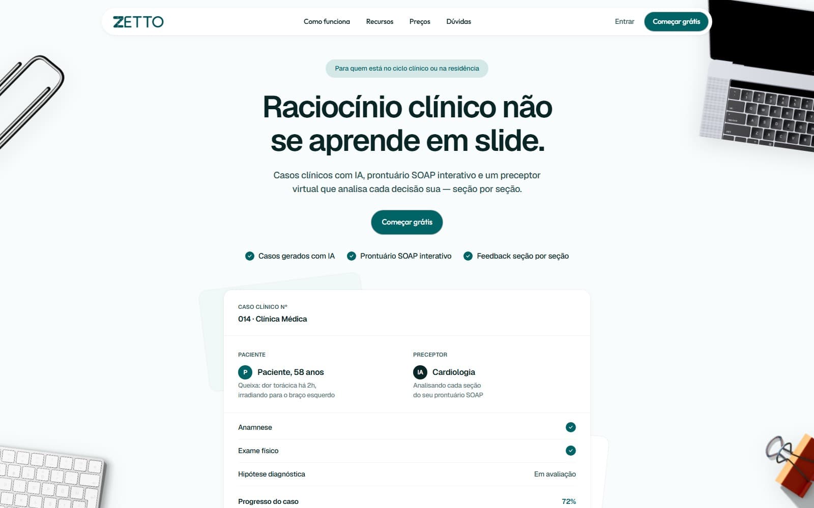 Página inicial do site Zetto