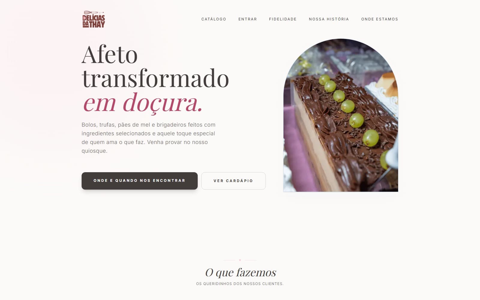 Página inicial do site Delícias da Thay