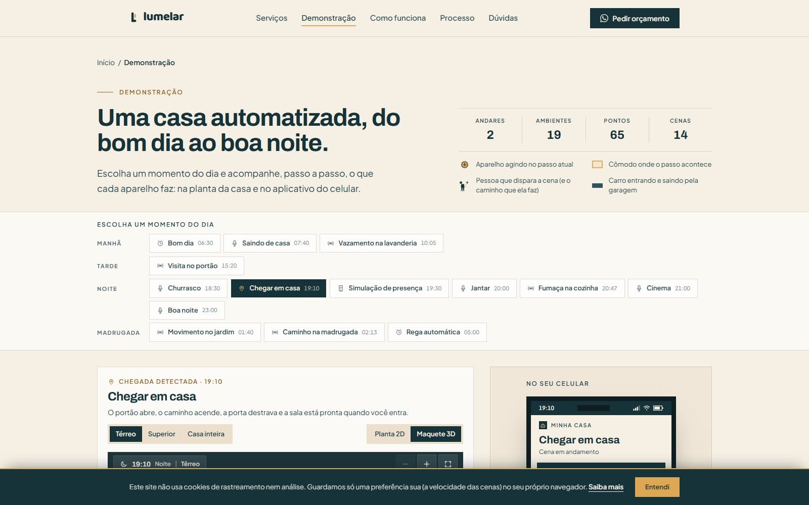 Página de demonstração interativa da Lumelar Automação